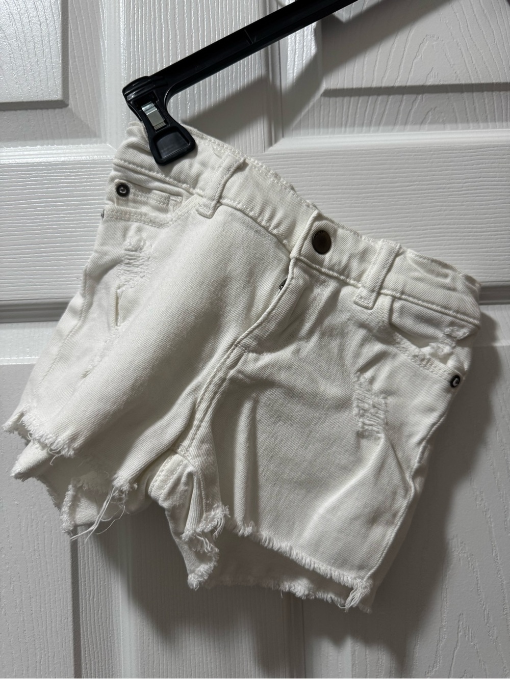 DL1961 White Denim Shorts with Branded Waist Label